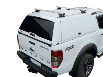 HardTop ALPHA CMX em fibra de vidro, com portas laterais elevatórias em fibra de vidro (cabina dupla)- Ford Ranger (2023+)