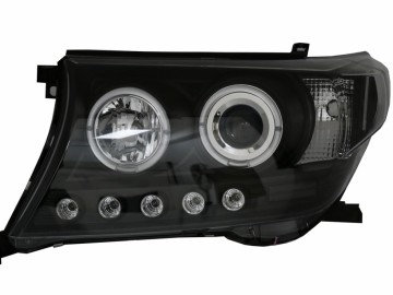 Head Lamps LED DRL Suitable for Toyota Land Cruiser FJ200 (2008-2012) Upgrade to Facelift 2012 Model Black