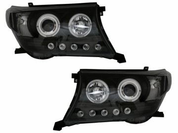 Head Lamps LED DRL Suitable for Toyota Land Cruiser FJ200 (2008-2012) Upgrade to Facelift 2012 Model Black