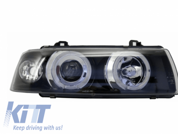 Headlights 2 LED Halo Rims Angel Eyes suitable for BMW 3 Series E36 1992-1998 Sedan/Touring