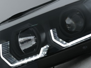 Headlights 3D LED Angel Eyes suitable for BMW 3 Series Limousine E90 Touring E91 (03.2005-08.2008) LHD Black