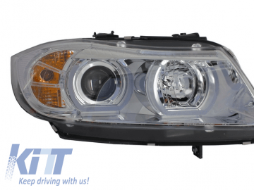 Headlights 3D LED Angel Eyes suitable for BMW E90/E91 (03.2005-08.2008) U-Type Chrome HID