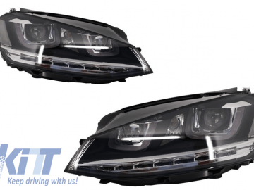Headlights 3D LED DRL suitable for VW Golf 7 VII (2012-2017) Silver R-Line LED Flowing Dynamic Sequential Turning Lights RHD