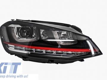 Headlights 3D LED DRL suitable for VW Golf 7 VII (2012-2017) RED R20 GTI Look LED Flowing Dynamic Sequential Turning Lights RHD