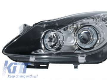 Headlights Angel Eyes 2 Halo Rims suitable for OPEL Corsa D (2006-2014) RHD & LHD Black