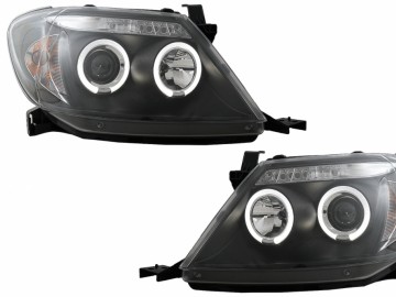 Headlights Angel Eyes Dual Halo Rims suitable for Toyota Hilux (2005-2011) Black