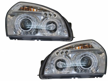 Headlights Angel Eyes Dual Halo Rims Suitable for Hyundai Tucson (2004-2010) Chrome