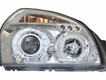 Headlights Angel Eyes Dual Halo Rims Suitable for Hyundai Tucson (2004-2010) Chrome