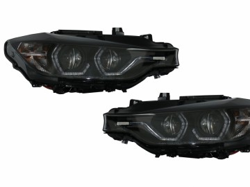 Headlights Angel Eyes LED DRL Suitable for BMW 3 Series F30 F31 Sedan Touring (10.2011-05.2015) Black