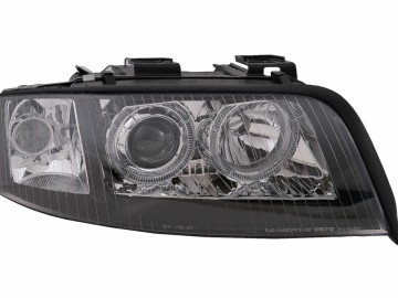 Headlights Angel Eyes Xenon suitable for Audi A6 4B C5 (06.2001-05.2004) LHD or RHD Black