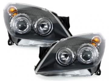 Headlights Angel Eyes suitable for OPEL Astra H (2004-2009) 2 Halo Rims Black