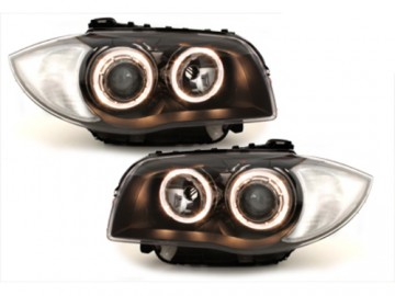 Headlights Angel Eyes suitable for BMW 1 Series E87 E81 E82 E88 (2004-2011) 2 Halo Rims Black
