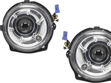 Headlights Bi-Xenon Look Chrome suitable for Mercedes G-Class W463 (1989-2012) witth Covers White with LED DRL G65 Design