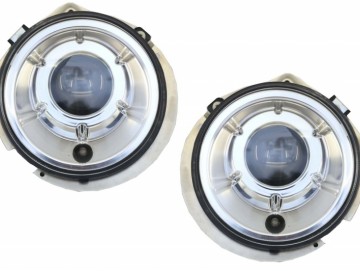 Headlights Covers with LED DRL Black Daytime Running Lights and Headlights Chrome suitable for Mercedes G-Class W463 (1989-2012) G65 Design