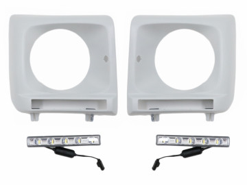 Headlights Covers with LED DRL Daytime Running Lights suitable for Mercedes G-Class W463 (1989-2012) G65 Design Chrome