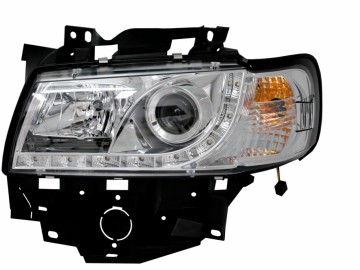 Headlights Daylight Suitable for VW T4 Transporter Long Nose (1996-2003) LED DRL Chrome