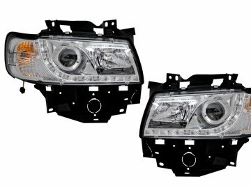 Headlights Daylight Suitable for VW T4 Transporter Long Nose (1996-2003) LED DRL Chrome
