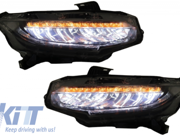 Headlights Full LED suitable for HONDA Civic Mk10 (FC/FK) (2016-Up) Sedan & Hatchback with Sequential Dynamic Turning Lights