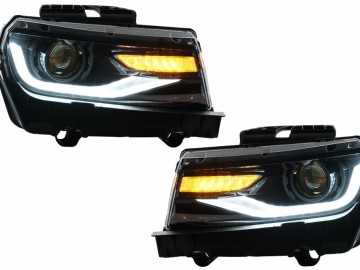 Headlights LED DRL suitable for Chevrolet Camaro (2014-2015) Sequential Amber Dynamic Turning Lights Conversion to 2016 Look