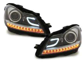 Headlights LED DRL suitable for MERCEDES Benz W204 S204 C-class Facelift (2011-2014) Black