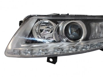 Headlights LED DRL suitable for AUDI A6 4F 04-09 DAYTIME RUNNING LIGHT HID Chrome