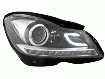 Headlights LED DRL suitable for MERCEDES Benz W204 S204 C-class Facelift (2011-2014) Black