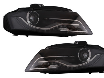 Headlights LED DRL suitable for AUDI A4 B8 8K (2008-2011) BLACK with LED Taillights Avant Black/Smoke