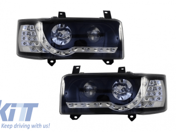 Headlights LED DRL suitable for VW T4 Transporter 1990-2003 Black