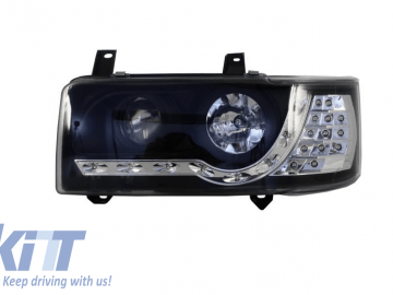 Headlights LED DRL suitable for VW T4 Transporter 1990-2003 Black