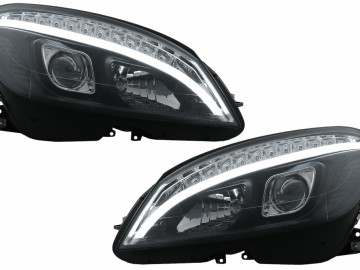 Headlights LED Tube Light suitable for Mercedes C-Class W204 (2007-2010) Black with Dynamic Turn Signals