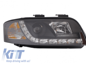 Headlights LED suitable for AUDI A6 4B (2001-2004) DRL-Optic Daytime Running Light Black