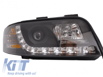 Headlights LED suitable for AUDI A6 4B (2001-2004) DRL-Optic Daytime Running Light Black