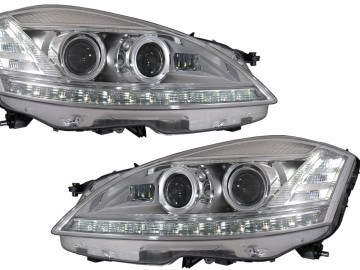 Headlights LED suitable for Mercedes W221 S-Class (2005-2009) Facelift Look with Sequential Dynamic Turning Lights