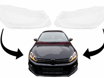 Headlights Lens Glasses suitable for VW Golf 6 VI Mk6 (2008-2014) Clear Glass Optics