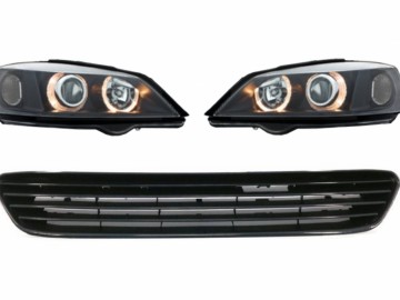 Headlights Vauxhall Halo Rims Lamps Black with Badgeless Front Grille for Opel Astra G Angel Eyes (1998-2004)