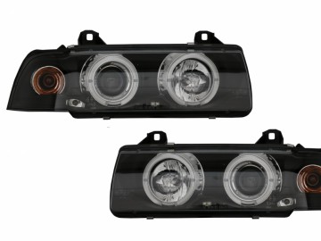 Headlights suitable for BMW E36 (1990-1999) Angel Eyes Black