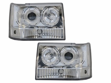 Headlights suitable for Jeep Grand Cherokee I ZJ (1993-1998) Angel Eyes Chrome