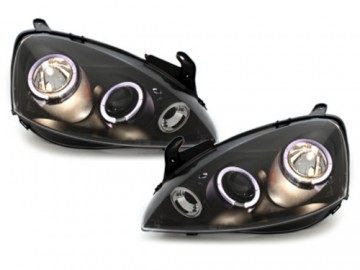 Headlights suitable for OPEL Corsa C (2000-2006) 2 Halo Rims Black