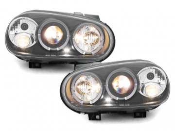 Headlights suitable for VW Golf 4 IV 97-04 2 Halo Rims Angel Eyes Black