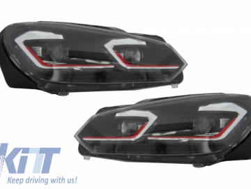 Headlights suitable for VW Golf 6 VI (2008-2013) With Facelift G7.5 Look Red LHD