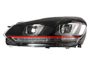 Headlights suitable for VW Golf 6 VI (2008-2013) Golf 7 3D LED DRL U-Design LED Flowing Turning Light Red Stripe GTI RHD