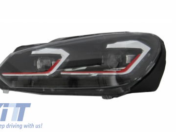 Headlights suitable for VW Golf 6 VI (2008-2013) With Facelift G7.5 Look Red LHD