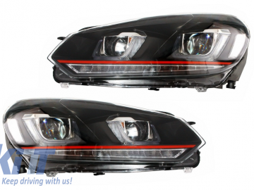 Headlights suitable for VW Golf 6 VI (2008-2013) Golf 7 3D LED DRL U-Design LED Flowing Turning Light Red Stripe GTI