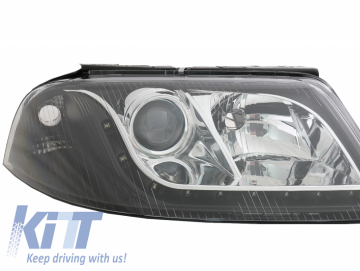 Headlights suitable for VW Passat 3BG (2000-2004) DRL Look RHD Black