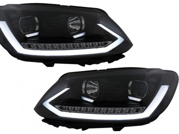 Headlights with Dynamic Sequential Turning Signal suitable for VW Touran I Facelift 1T1 1T2 (2010-2015) Black