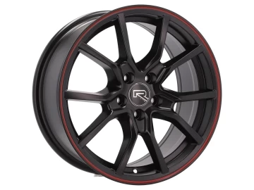 Honda Civic G10 Type R 17x7 5X100 ET 38 67.1 (Preto Metade Matte + Aba Vermelha)