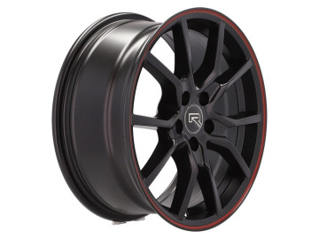 Honda Civic G10 Type R 17x7 5X100 ET 38 67.1 (Preto Metade Matte + Aba Vermelha)