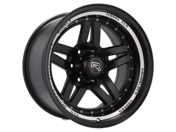 Jantes 4x4 15x10 5X139.7 ET M44 110.1 Preto Metade Matte + Aba Polida