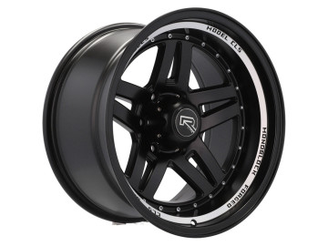 Jantes 4x4 15x10 5X139.7 ET M44 110.1 Preto Metade Matte + Aba Polida