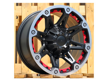 Jantes 4x4 16x8 6X139.7 ET -12 108.1 (Preto Matte + Aba Polida)